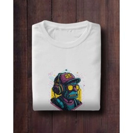 Funky Monkey | SABEZY ESSENTIALS Cotton Regular Men's T-Shirt | White