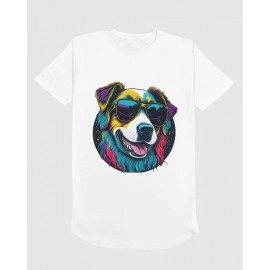 Happy Dog | SABEZY ESSENTIALS Cotton Regular Women's T-Shirt | White