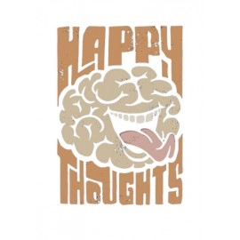 Happy Thoughts | SABEZY ESSENTIALS Cotton Regular Women's T-Shirt | White