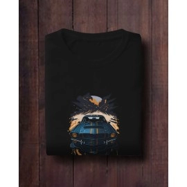 Mustang Car | SABEZY ESSENTIALS Cotton Regular Men's T-Shirt | Black
