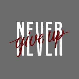 Never Give Up | SABEZY ESSENTIALS Cotton Regular Women's T-Shirt | White