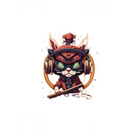 Ninja Cat | SABEZY ESSENTIALS Cotton Regular Women's T-Shirt | White