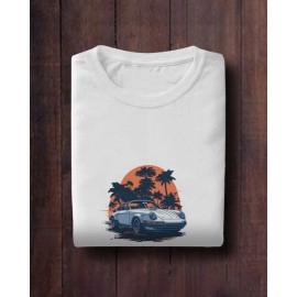 Porsche Car | SABEZY ESSENTIALS Cotton Regular Women's T-Shirt | White