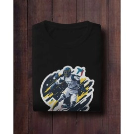 Rugby Bunny | SABEZY ESSENTIALS Cotton Regular Men's T-Shirt | Black