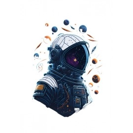 Spaceman And Planet | SABEZY ESSENTIALS Cotton Regular Men's T-Shirt | Black