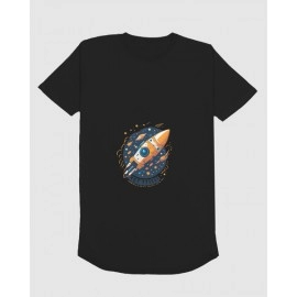 Spaceship | SABEZY ESSENTIALS Cotton Regular Men's T-Shirt | Black