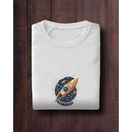 Spaceship | SABEZY ESSENTIALS Cotton Regular Men's T-Shirt | White