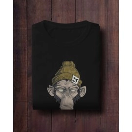 Street Monkey Design | SABEZY ESSENTIALS Cotton Regular Women's T-Shirt | Black