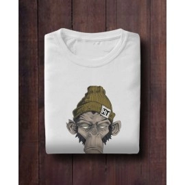 Street Monkey Design | SABEZY ESSENTIALS Cotton Regular Women's T-Shirt | White