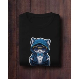 Suite Cat | SABEZY ESSENTIALS Cotton Regular Men's T-Shirt | Black