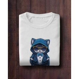Suite Cat | SABEZY ESSENTIALS Cotton Regular Men's T-Shirt | White