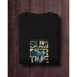 Summer Time | SABEZY ESSENTIALS Cotton Regular Men's T-Shirt | Black