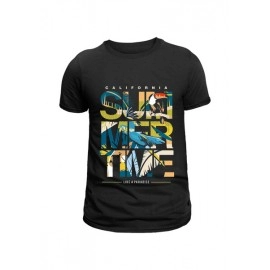 Summer Time | SABEZY ESSENTIALS Cotton Regular Men's T-Shirt | Black
