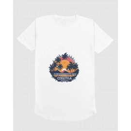 Sunset Beach | SABEZY ESSENTIALS Cotton Regular Men's T-Shirt | White