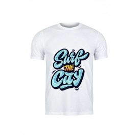Surf The City | SABEZY ESSENTIALS Cotton Regular Men's T-Shirt | White