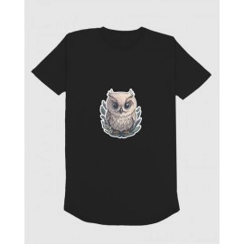 Tiny Owl | SABEZY ESSENTIALS Cotton Regular Men's T-Shirt | Black