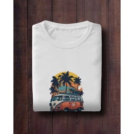 Travel in Summer | SABEZY ESSENTIALS Cotton Regular Women's T-Shirt | White