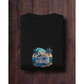Travel With Nature | SABEZY ESSENTIALS Cotton Regular Women's T-Shirt | Black