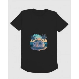 Travel With Nature | SABEZY ESSENTIALS Cotton Regular Women's T-Shirt | Black