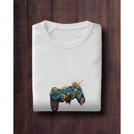 Video Game Controller | SABEZY ESSENTIALS Cotton Regular Men's T-Shirt | White
