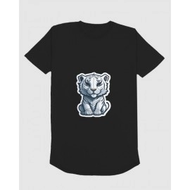 White Tiger | SABEZY ESSENTIALS Cotton Regular Men's T-Shirt | Black
