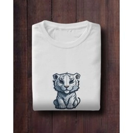 White Tiger | SABEZY ESSENTIALS Cotton Regular Women's T-Shirt | White