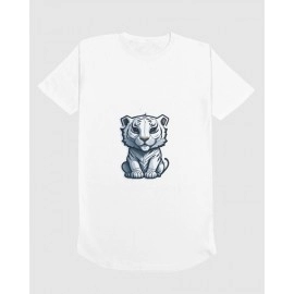 White Tiger | SABEZY ESSENTIALS Cotton Regular Women's T-Shirt | White