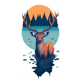 Wild Deer | SABEZY ESSENTIALS Cotton Regular Women's T-Shirt | Black