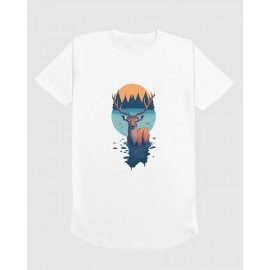 Wild Deer | SABEZY ESSENTIALS Cotton Regular Men's T-Shirt | White