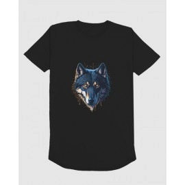 Wild Wolf | SABEZY ESSENTIALS Cotton Regular Men's T-Shirt | Black