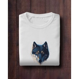 Wild Wolf | SABEZY ESSENTIALS Cotton Regular Men's T-Shirt | White
