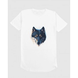 Wild Wolf | SABEZY ESSENTIALS Cotton Regular Men's T-Shirt | White