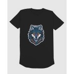 Wolf | SABEZY ESSENTIALS Cotton Regular Men's T-Shirt | Black