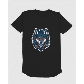 Wolf | SABEZY ESSENTIALS Cotton Regular Women's T-Shirt | Black