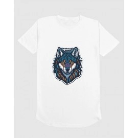 Wolf | SABEZY ESSENTIALS Cotton Regular Men's T-Shirt | White