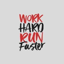 Work Hard Run Faster | Women White Printed T-shirt