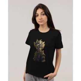 Angry Goku | SABEZY ESSENTIALS Cotton Regular Women's T-Shirt | Black