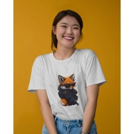 Angry Wild Raccoon | SABEZY ESSENTIALS Cotton Regular Women's T-Shirt | White