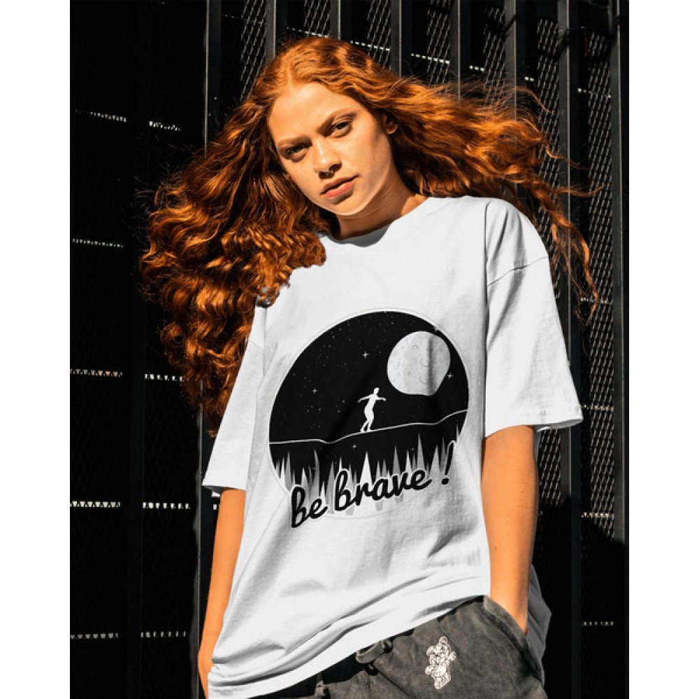 Be Brave | SABEZY ESSENTIALS Cotton Regular Women's T-Shirt | White