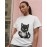 Black Cat | SABEZY ESSENTIALS Cotton Regular Women's T-Shirt | White