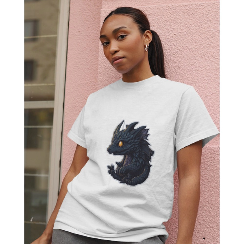 Black Dragon | SABEZY ESSENTIALS Cotton Regular Women's T-Shirt | White