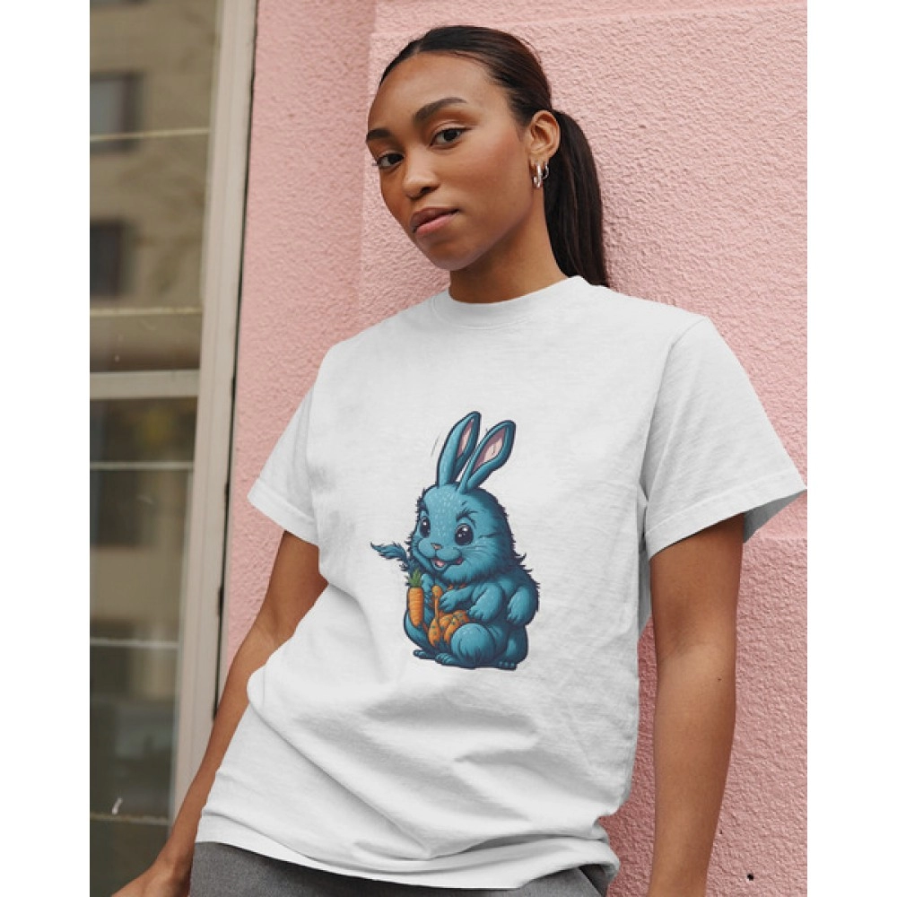 Blue Bunny | SABEZY ESSENTIALS Cotton Regular Women's T-Shirt | White
