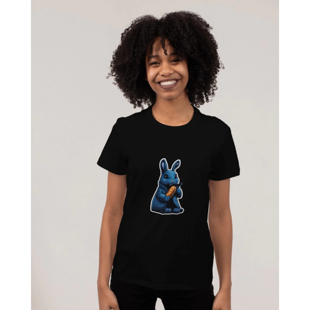 Blue Rabbit | SABEZY ESSENTIALS Cotton Regular Women's T-Shirt | Black