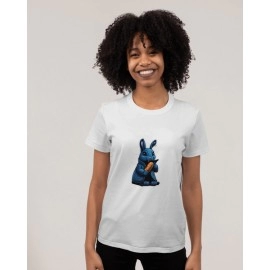 Blue Rabbit | SABEZY ESSENTIALS Cotton Regular Women's T-Shirt | White
