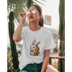Bunny Rabbit | SABEZY ESSENTIALS Cotton Regular Women's T-Shirt | White