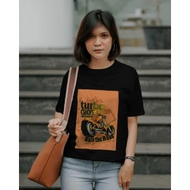 Burn The Road | SABEZY ESSENTIALS Cotton Regular Women's T-Shirt | Black