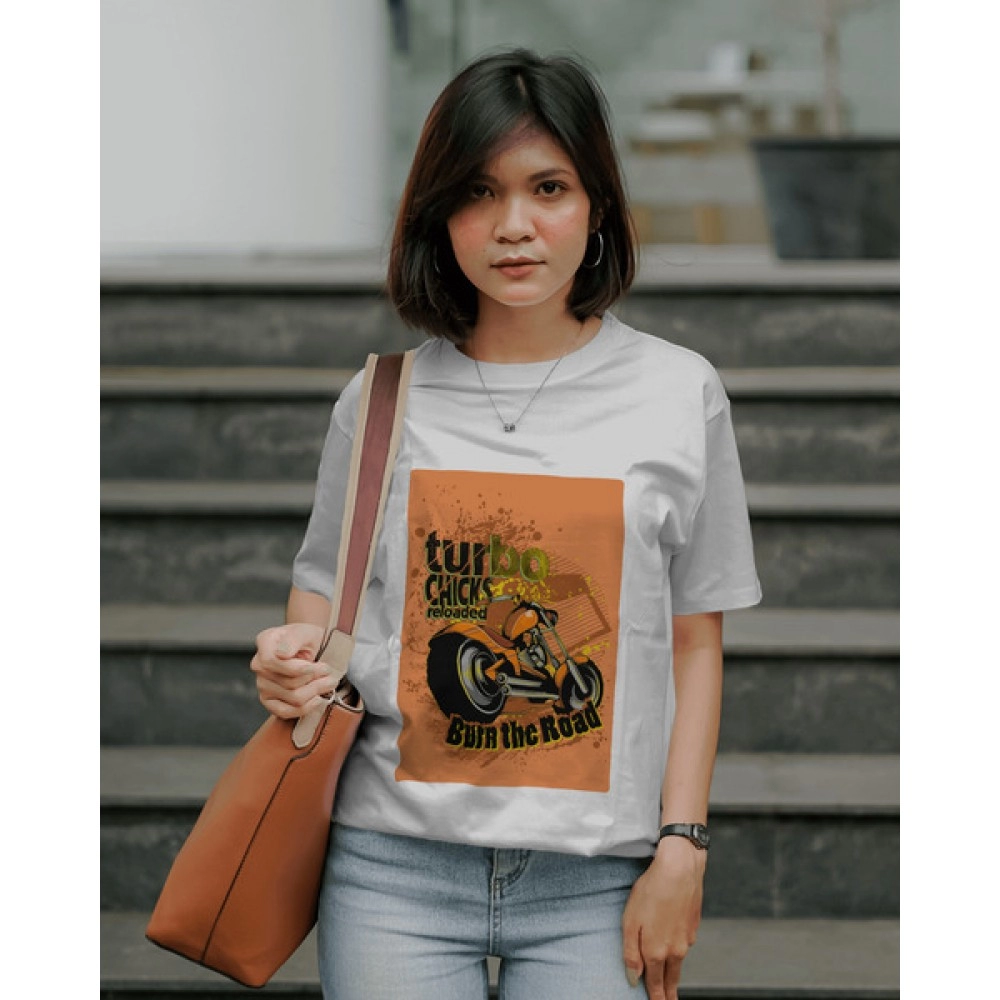 Burn The Road | SABEZY ESSENTIALS Cotton Regular Women's T-Shirt | White