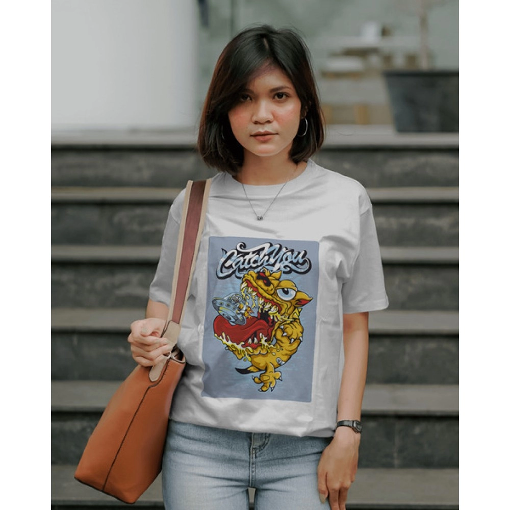 Catch You | SABEZY ESSENTIALS Cotton Regular Women's T-Shirt | White