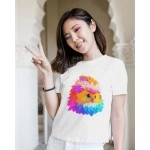 Colourful Bird | SABEZY ESSENTIALS Cotton Regular Women's T-Shirt | White