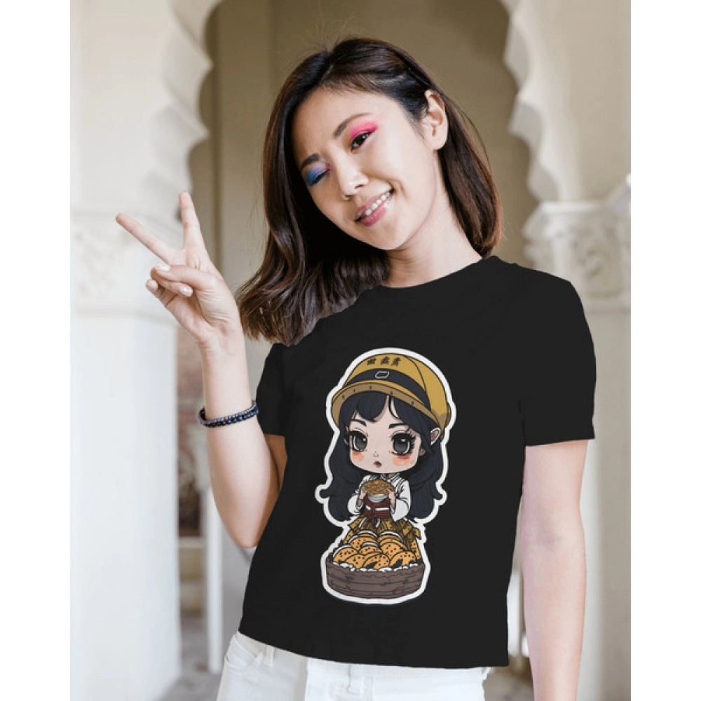 Cookies Girl | SABEZY ESSENTIALS Cotton Regular Women's T-Shirt | Black